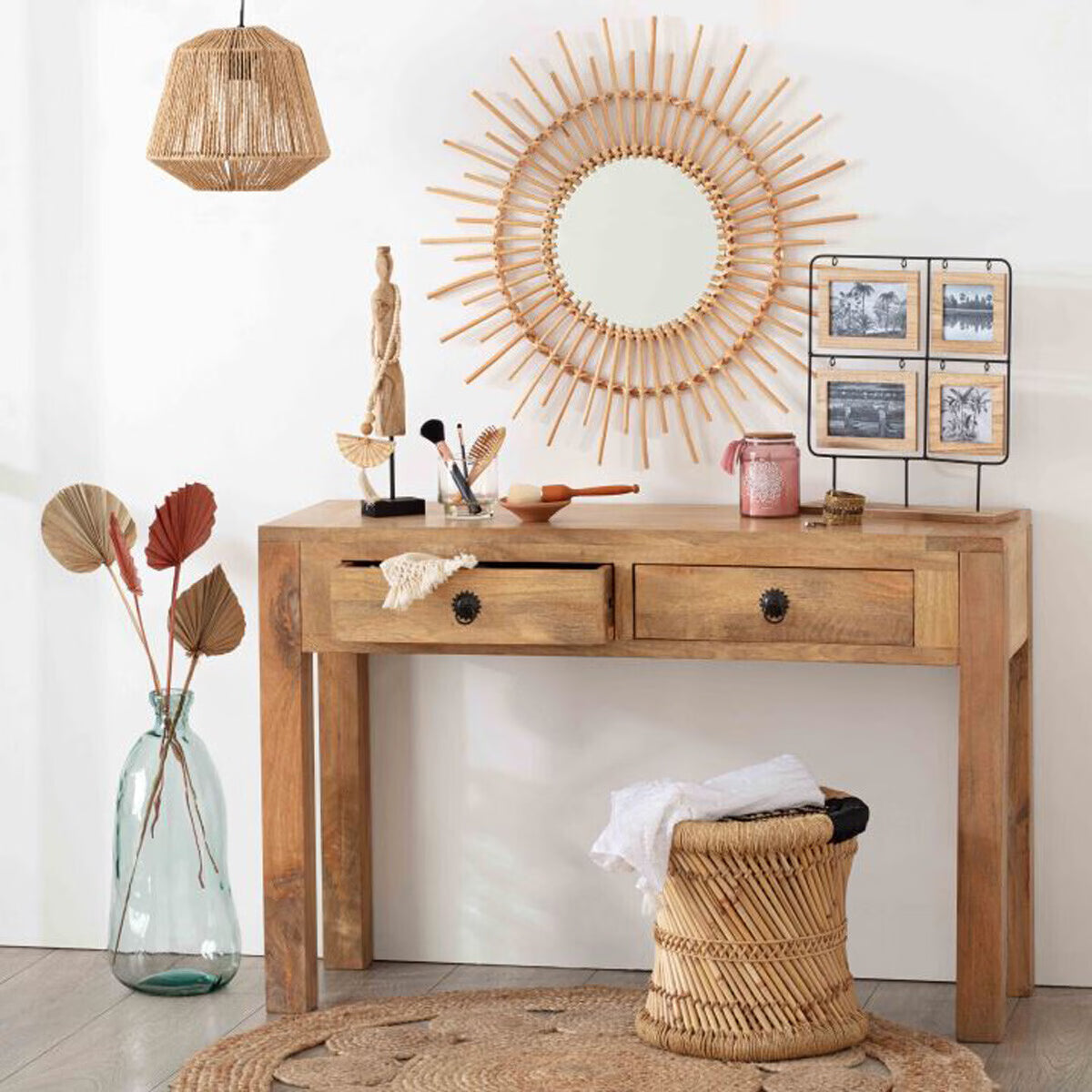 Miroir en rotin soleil Rebecca