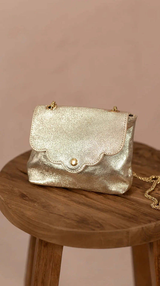 Petit sac en cuir doré élégant pour cérémonie