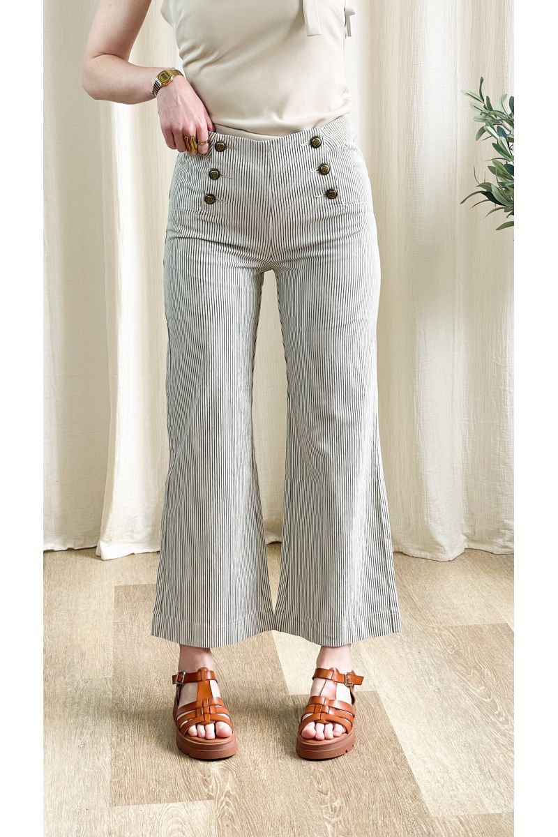 Jeans Victorine rayé taupe