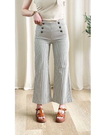 Jeans Victorine rayé taupe