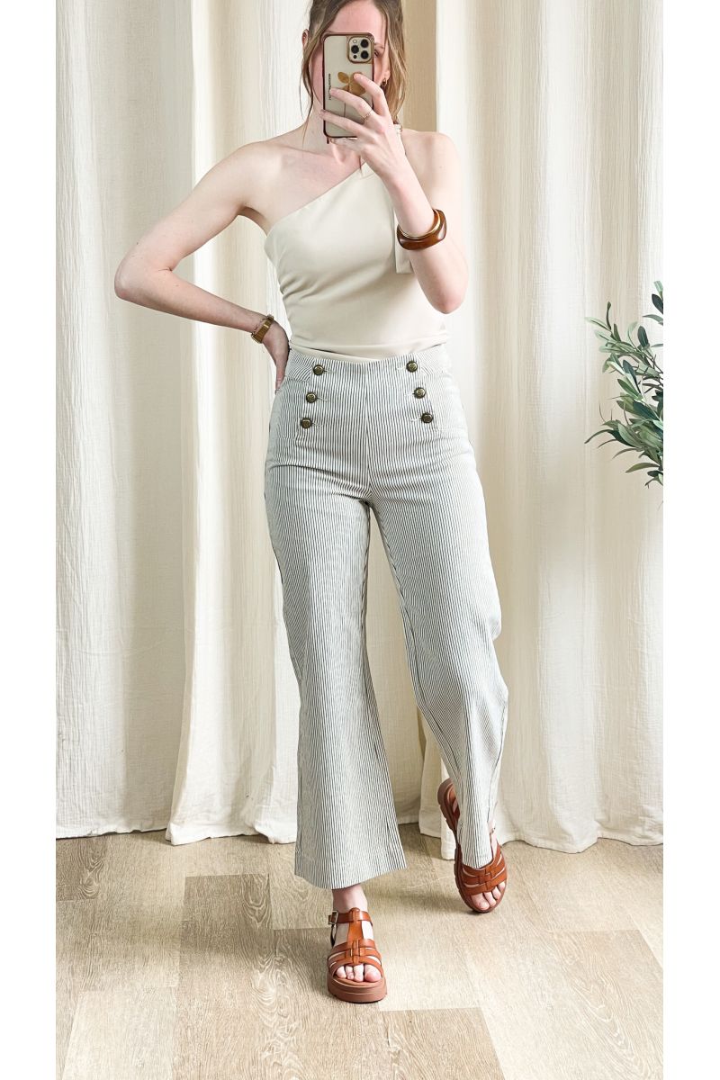 Jeans Victorine rayé taupe