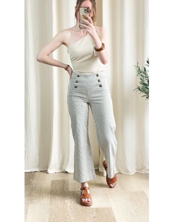 Jeans Victorine rayé taupe