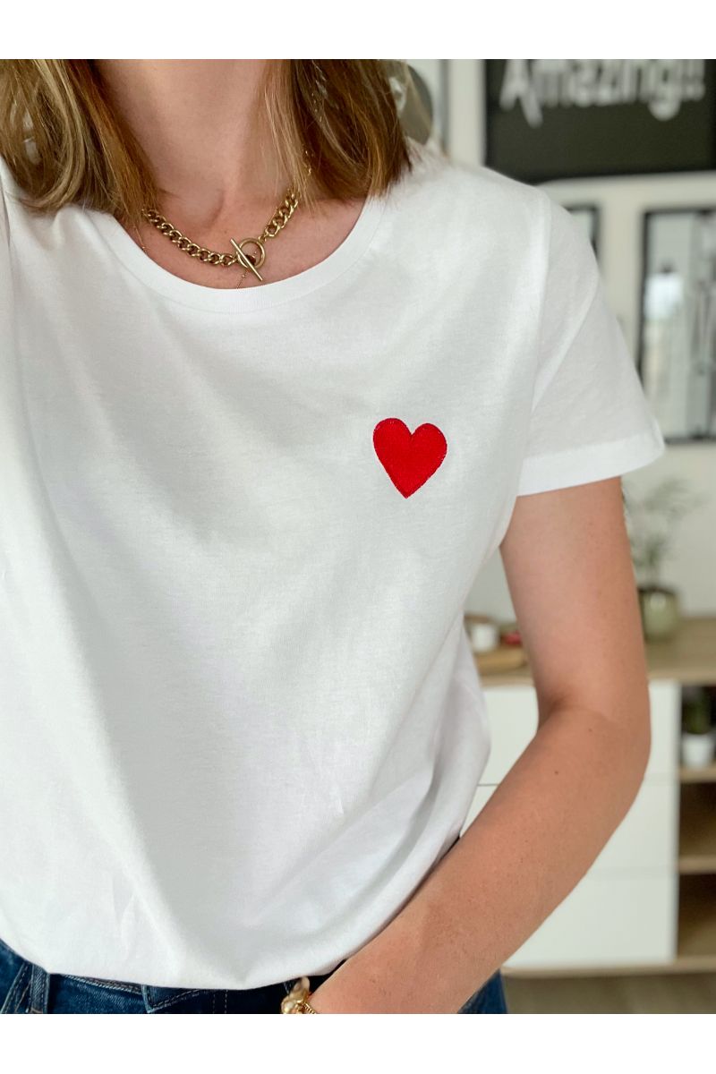 T-SHIRT COEUR Rouge