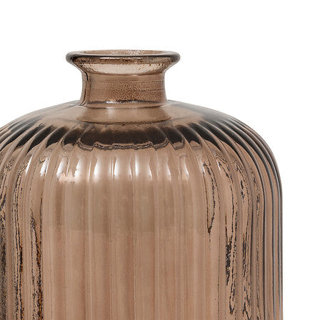 Vase Luz en verre strié marron ambré H23cm style bohème chic décoration intérieure