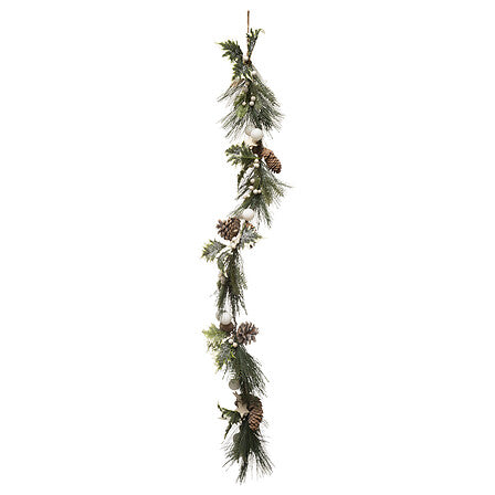 Guirlande décorative naturelle bois rondins branches de pin et pommes de pin 1m décoration Noël scandinave