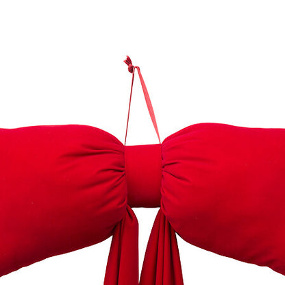 Nœud décoratif XXL rouge en tissu satiné pour sapin de Noël, décoration festive grand format avec ruban