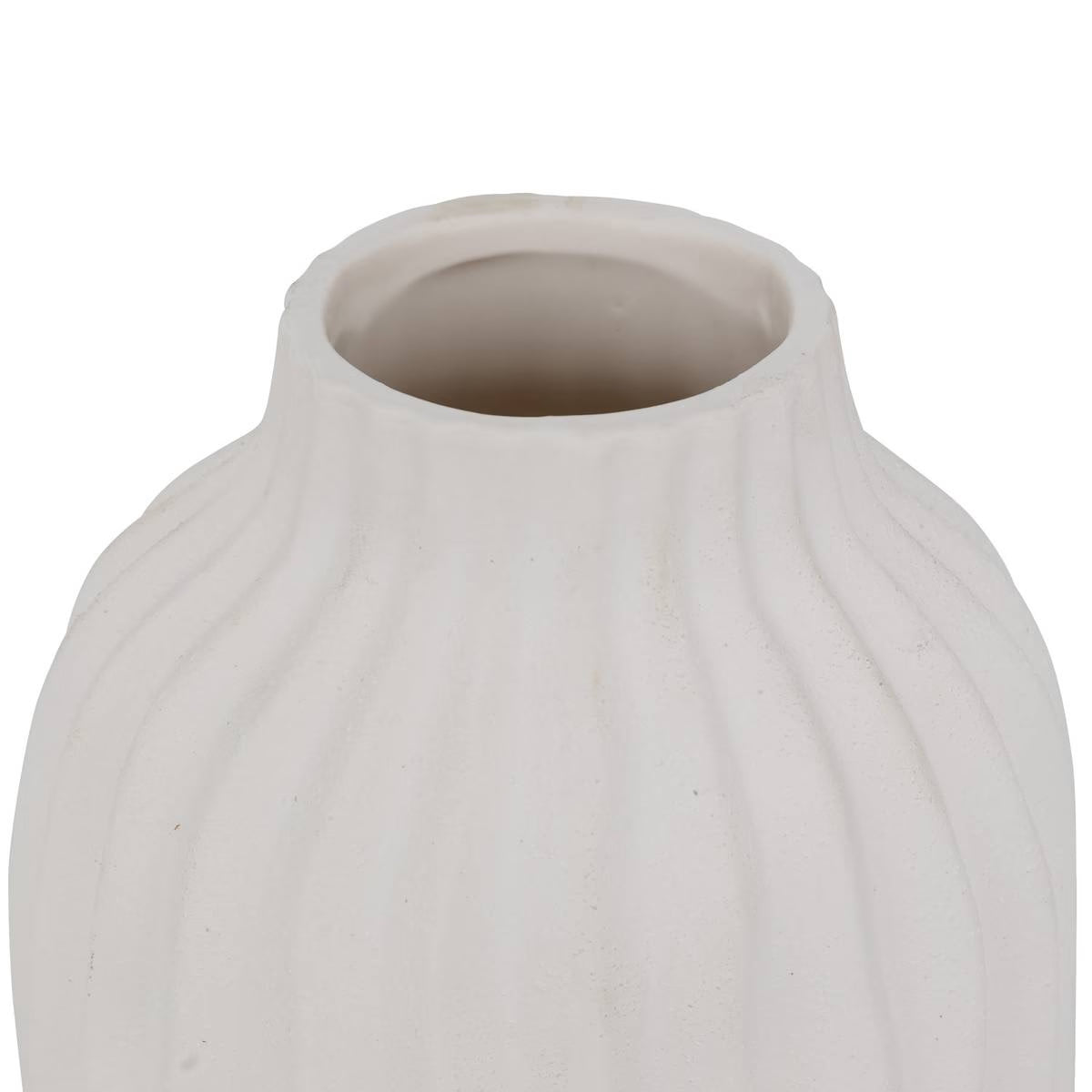 Vase Fernan H.22 cm - Vase blanc texturé cannelé