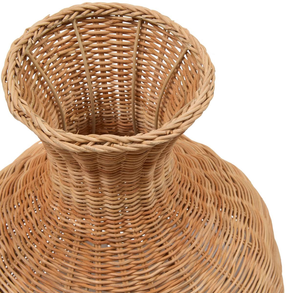 Vase en rotin tressé naturel Melia style bohème avec col évasé et corps arrondi finition artisanale