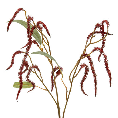 Tige amaranthus artificielle bordeaux H83cm fleur séchée déco bohème crush avec feuilles eucalyptus