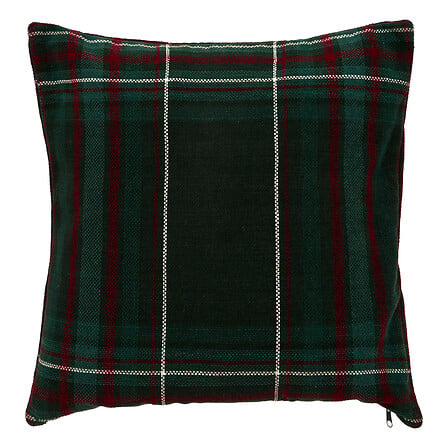Coussin chenille tartan vert et rouge 50x40 cm décoration Noël traditionnelle écossaise pour salon cosy