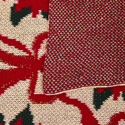 Plaid tricot 130x170 poinsettia rouge - Couverture déco Noël