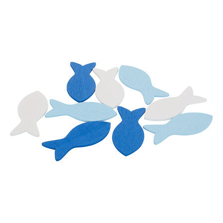 Confettis poissons décoratifs bleu marine blanc et bleu ciel pour décoration lutin farceur Noël scandinave