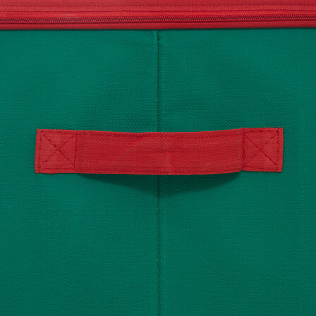 Boîte de rangement verte pour boules de Noël avec poignée rouge, capacité 48 boules diamètre 8 cm décoration sapin