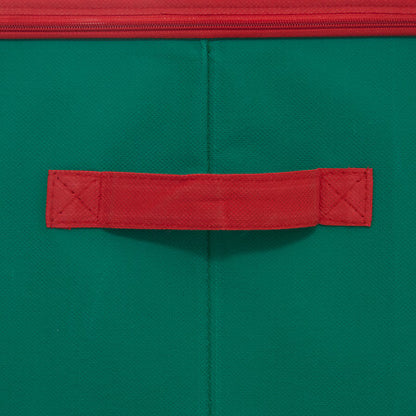 Boîte de rangement verte pour boules de Noël avec poignée rouge, capacité 48 boules diamètre 8 cm décoration sapin