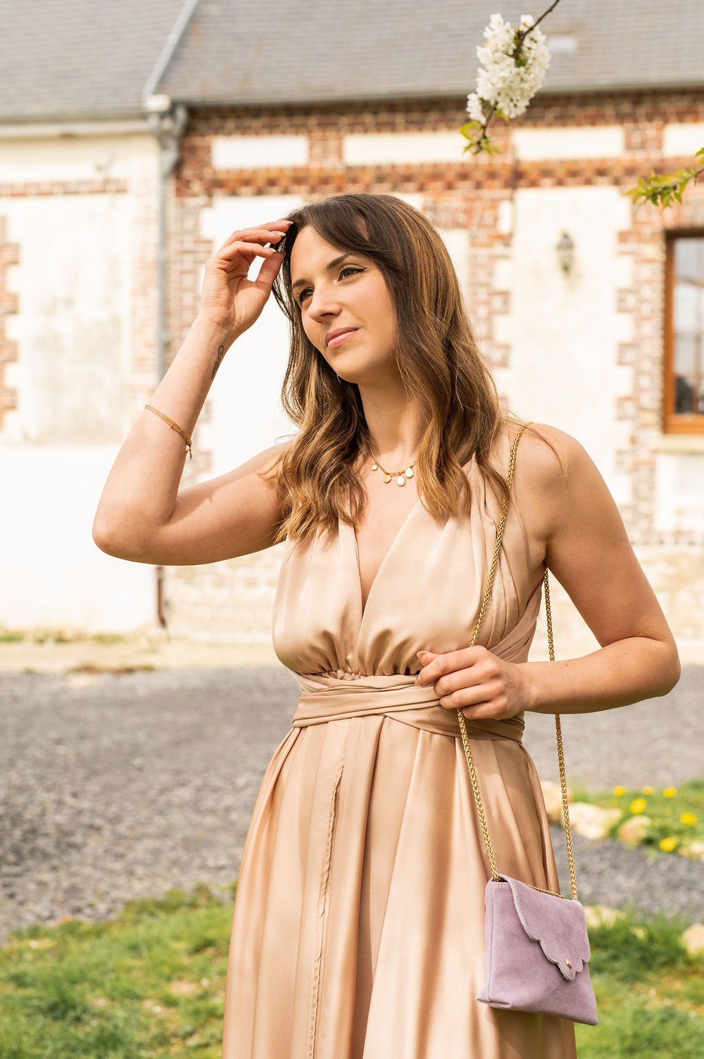Robe Mia - Robe longue satinée multipositions