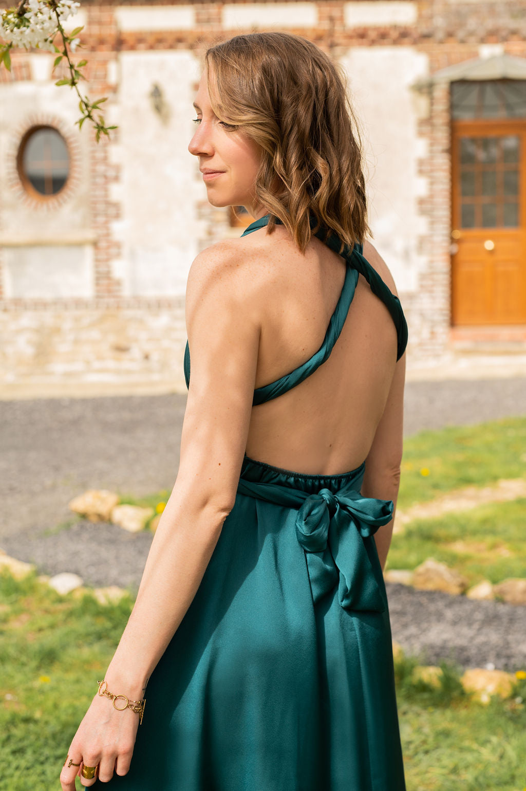 Robe Mia - Robe longue satinée multipositions