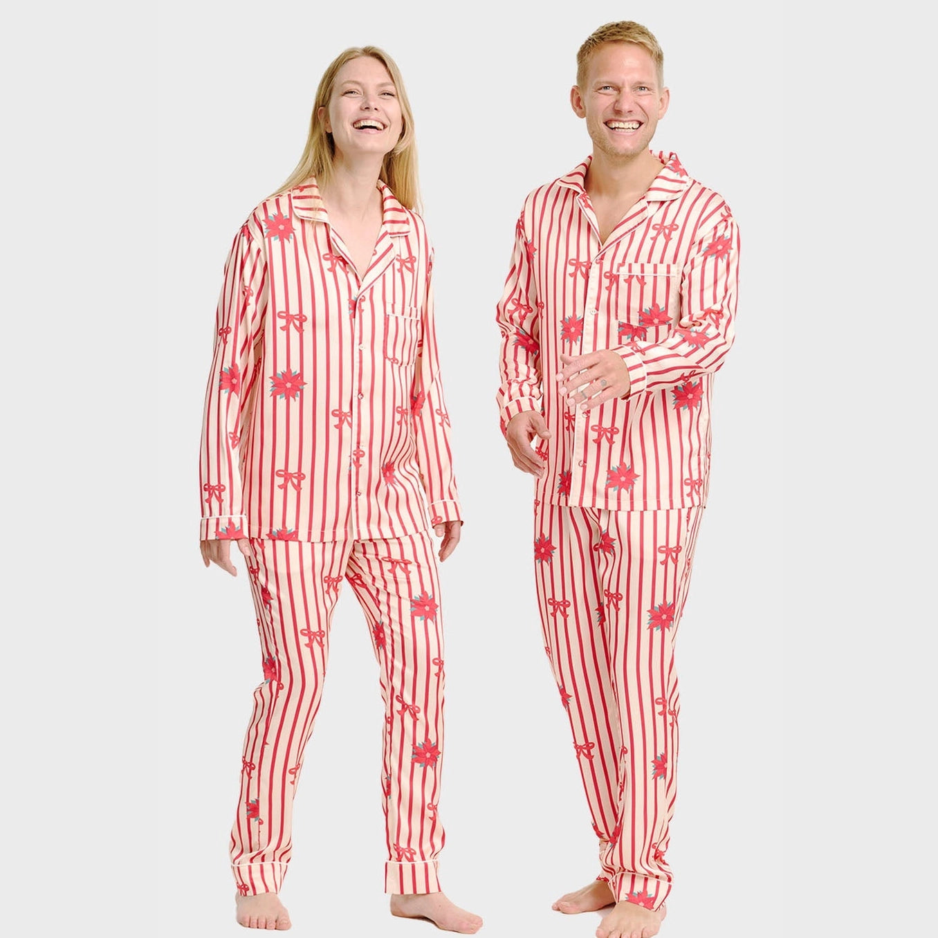 Pyjama satiné mixte – Pyjama de Noël assorti pour couple