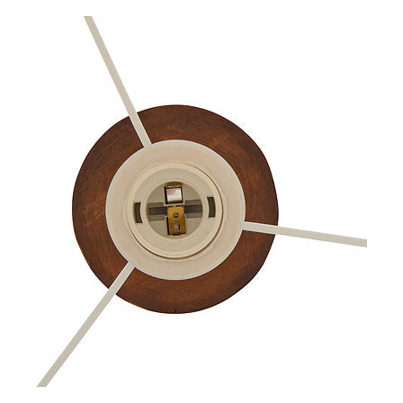 Lampadaire Sergio vue de dessus avec socle en bois foncé et douille E27 design minimaliste décoration intérieure