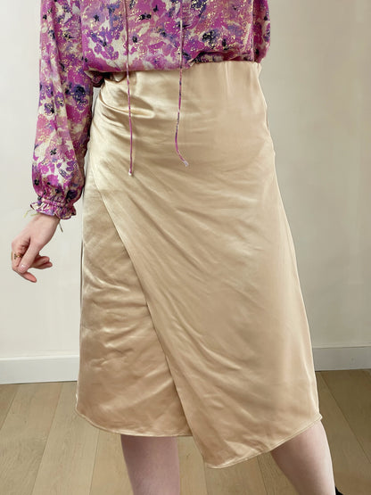 Jupe Siam – Jupe midi satinée beige