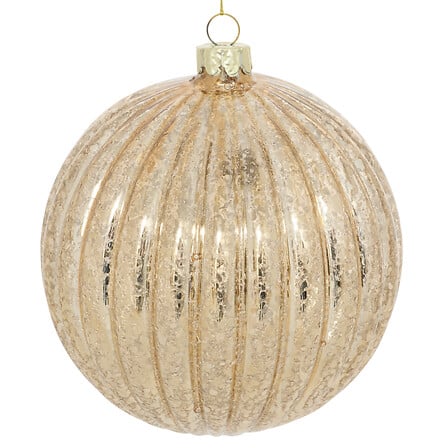 Boule de Noël en verre strié doré 12 cm décoration sapin effet mercurisé élégante