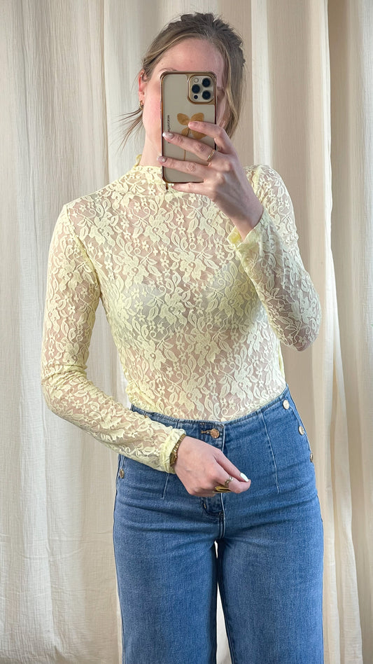Top Joy – Top dentelle jaune