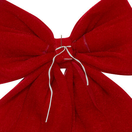Nœud décoratif rouge velours avec attaches pour sapin décoration de Noël festive 24x19 cm
