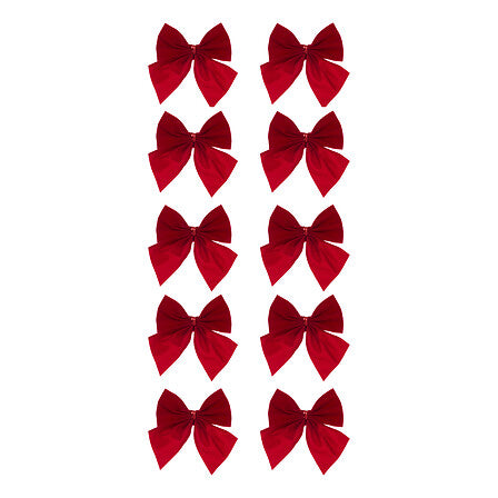 Lot de 10 mini nœuds décoratifs velours rouge 8 cm décoration sapin Noël accessoire fête
