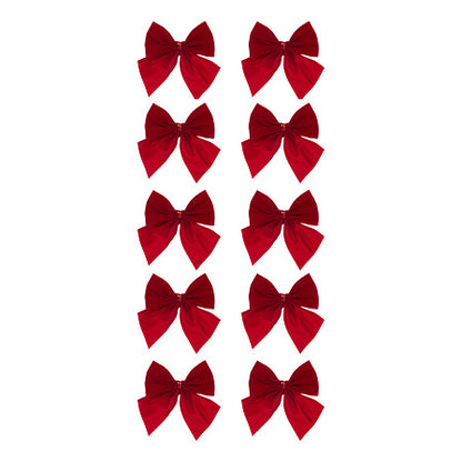 Lot de 10 mini nœuds décoratifs velours rouge 8 cm décoration sapin Noël accessoire fête