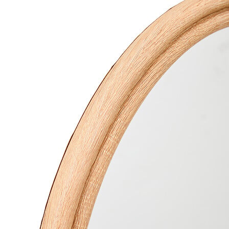 Miroir Nerrine rond cadre bois naturel chêne clair 40x50 cm décoration murale scandinave minimaliste