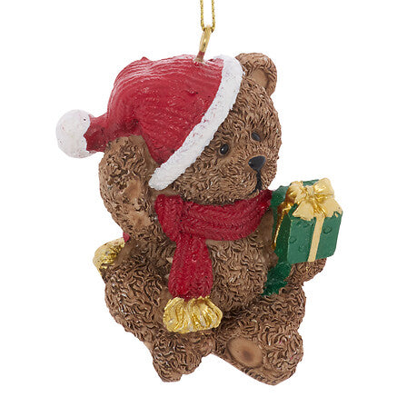 Sujet ourson bonnet 6 cm - Décoration Noël résine à suspendre