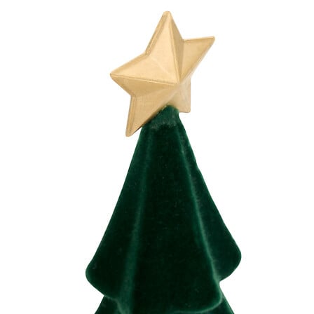 Sapin de Noël décoratif en velours vert avec étoile dorée, décoration intérieure festive élégante