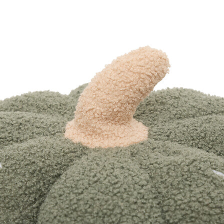 Coussin citrouille bouclette texturé vert sauge et beige rosé brodé décoration intérieure cosy