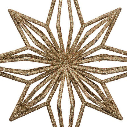 Étoile polaire dorée pailletée décoration de Noël suspendue motif géométrique scintillant pour sapin