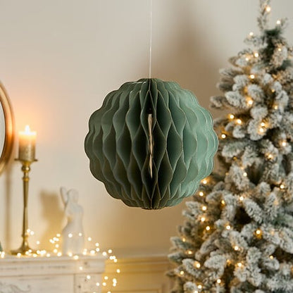 Suspension Pallo diam 30 cm - Boule papier alvéolé vert sauge