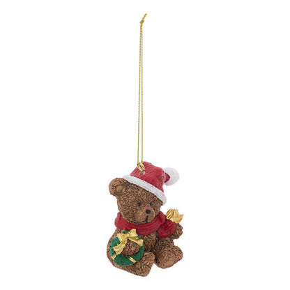 Sujet ourson bonnet 6 cm - Décoration Noël résine à suspendre