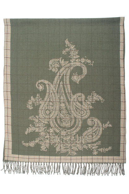 Écharpe imprimée tissée – Viscose et laine