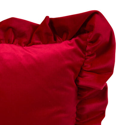 Coussins à volants 51x51 cm rouge - Coussin velours déco Noël