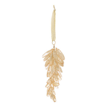 Suspension pomme de pin décorative en plastique doré perlé 15 cm décoration sapin de Noël élégante