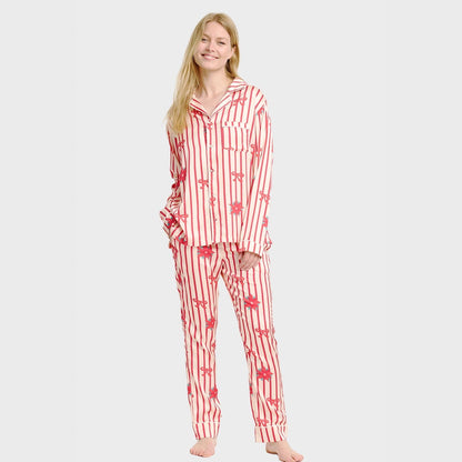 Pyjama satiné mixte – Pyjama de Noël assorti pour couple