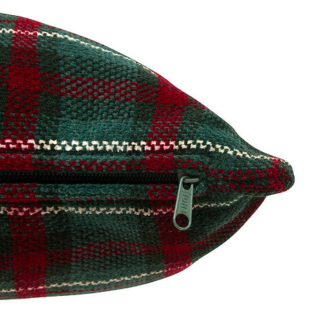 Coussin chenille tartan vert et rouge avec fermeture éclair déco Noël traditionnel 50x40 cm
