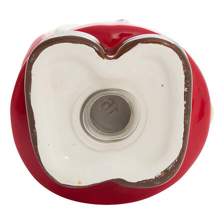 Dessous salière pomme rouge céramique décoration table Noël festive avec bouchon amovible