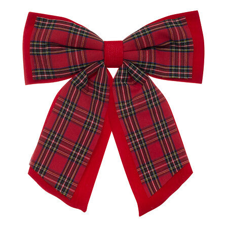 Nœud décoratif tartan écossais rouge et vert 40x47 cm décoration sapin Noël traditionnelle motif carreaux classique