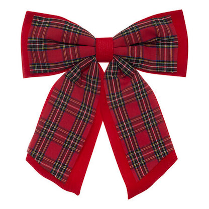 Nœud décoratif tartan écossais rouge et vert 40x47 cm décoration sapin Noël traditionnelle motif carreaux classique