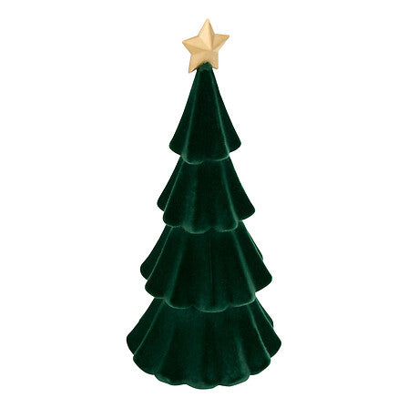 Sapin décoratif en velours vert avec étoile dorée, décoration de Noël élégante pour intérieur