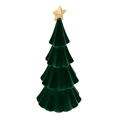 Sapin décoratif en velours vert avec étoile dorée, décoration de Noël élégante pour intérieur