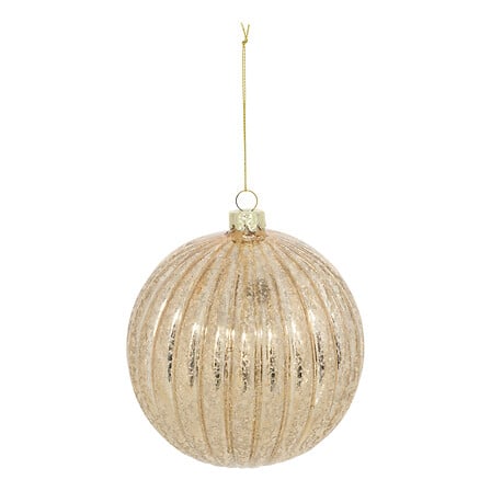 Boule de Noël en verre striée dorée diamètre 12 cm décoration sapin élégante effet mercurisé