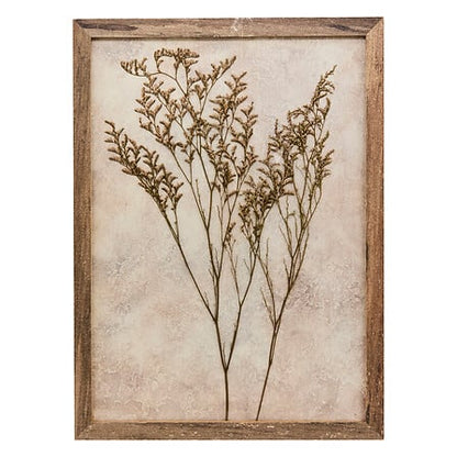 Cadre décoratif Jonas 39x29 fleurs séchées pressées beige fond texturé style bohème naturel décoration murale végétale