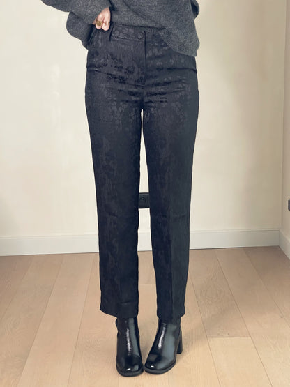 Pantalon Irina – Pantalon droit jacquard noir