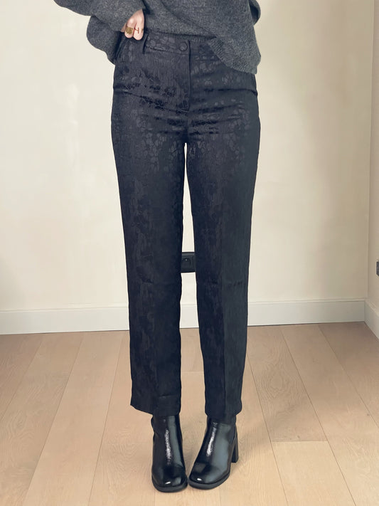 Pantalon Irina – Pantalon droit jacquard noir