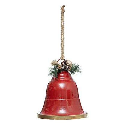 Cloche à suspendre 32x39 cm - Décoration Noël rouge métal